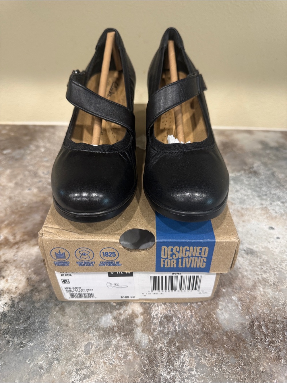 Clarks Black Strap Mary Jane Heels